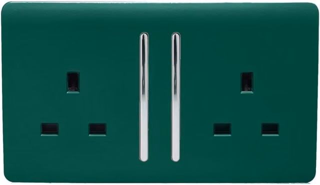 Trendi Switch 2 Gang 13 Amp Switched Tactile Plug Socket in Dark Green – 1