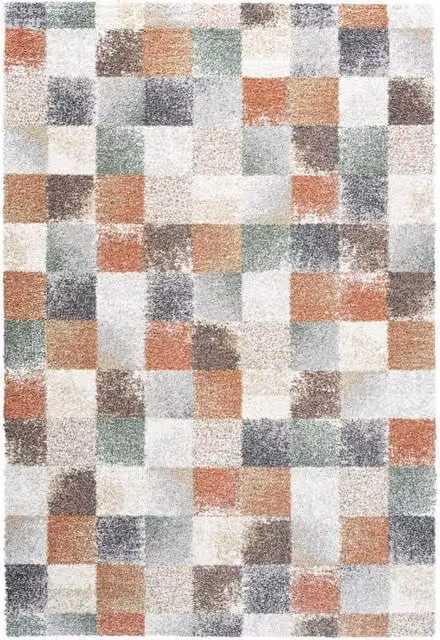 The Rug Shop UK Modern Checkerboard Shaggy Area Rug, Multicolour, W: 200 cm, D: 290 cm – 1