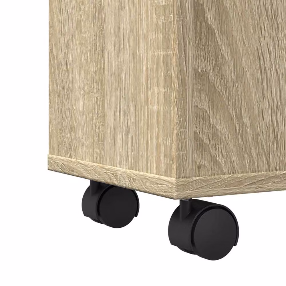Berkfield Home Narrow Bathroom Cabinet with Wheels in Sonoma Oak Light Oak Engineered Wood – 2