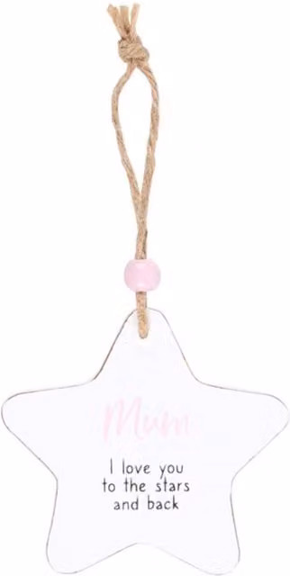 KDMK Mum I Love You to the Stars White Wooden Hanging Star Decoration