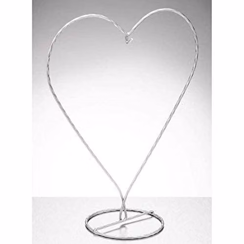 Sienna Glass Heart Shaped Metal and Glass Tabletop Display Stand in Silver, W/D/H: 23.0 x 21.5 x 1.0 cm – 2