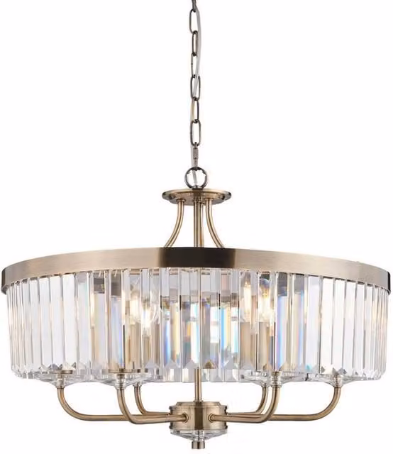 Netlighting Ascoli Pendant Ceiling Light in Antique Brass and Clear Cut Glass – 1