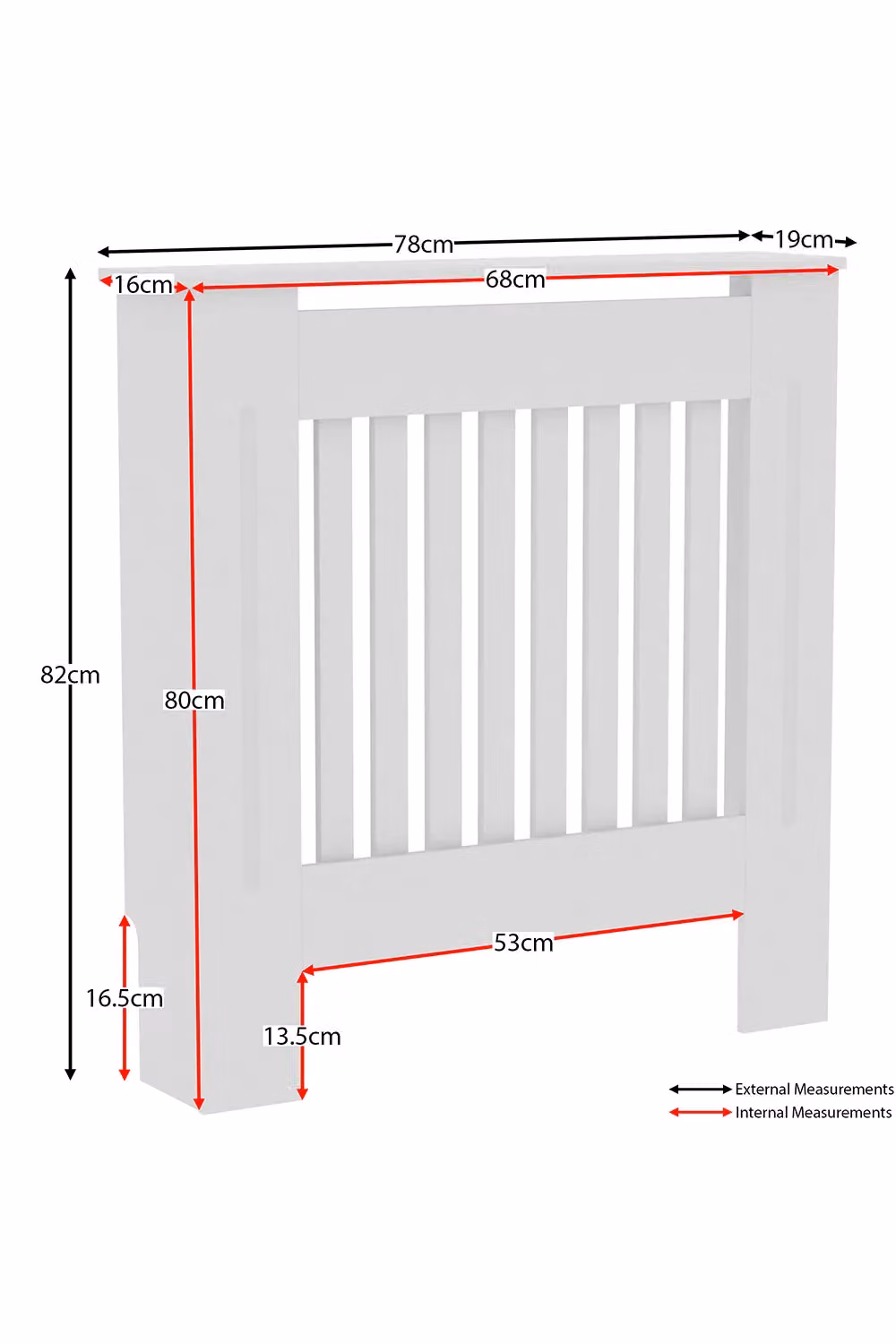 Vida Designs Chelsea MDF Radiator Cover in White, W/D/H: 82.0 x 78.0 x 19.0 cm – 2