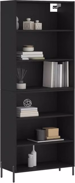 Berkfield Home Modern Black Highboard with Internal Shelves, W/D/H: 69.5 x 32.5 x 180 cm – 1