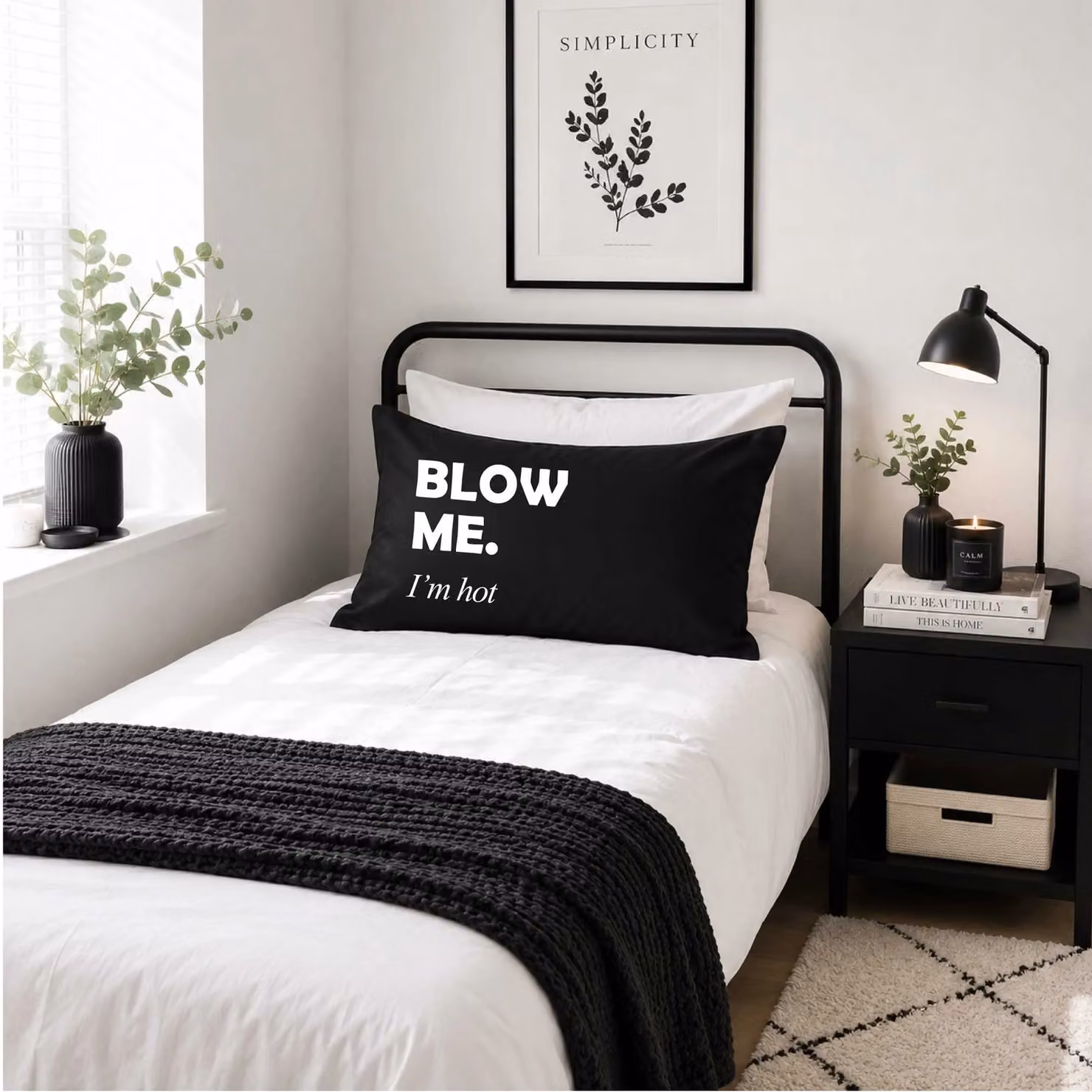 60 Second Makeover Black Blow Me I'm Hot Novelty Cotton Pillowcase – 2