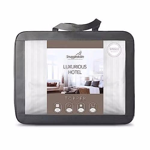 Snuggledown Premium Hotel Quilted Mattress Protector in White, Single, Hypoallergenic and Breathable Microfibre with Corner Elastic