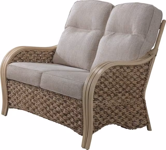 Desser Milan Rattan 2 Seater Indoor Conservatory Sofa in Grey and Beige