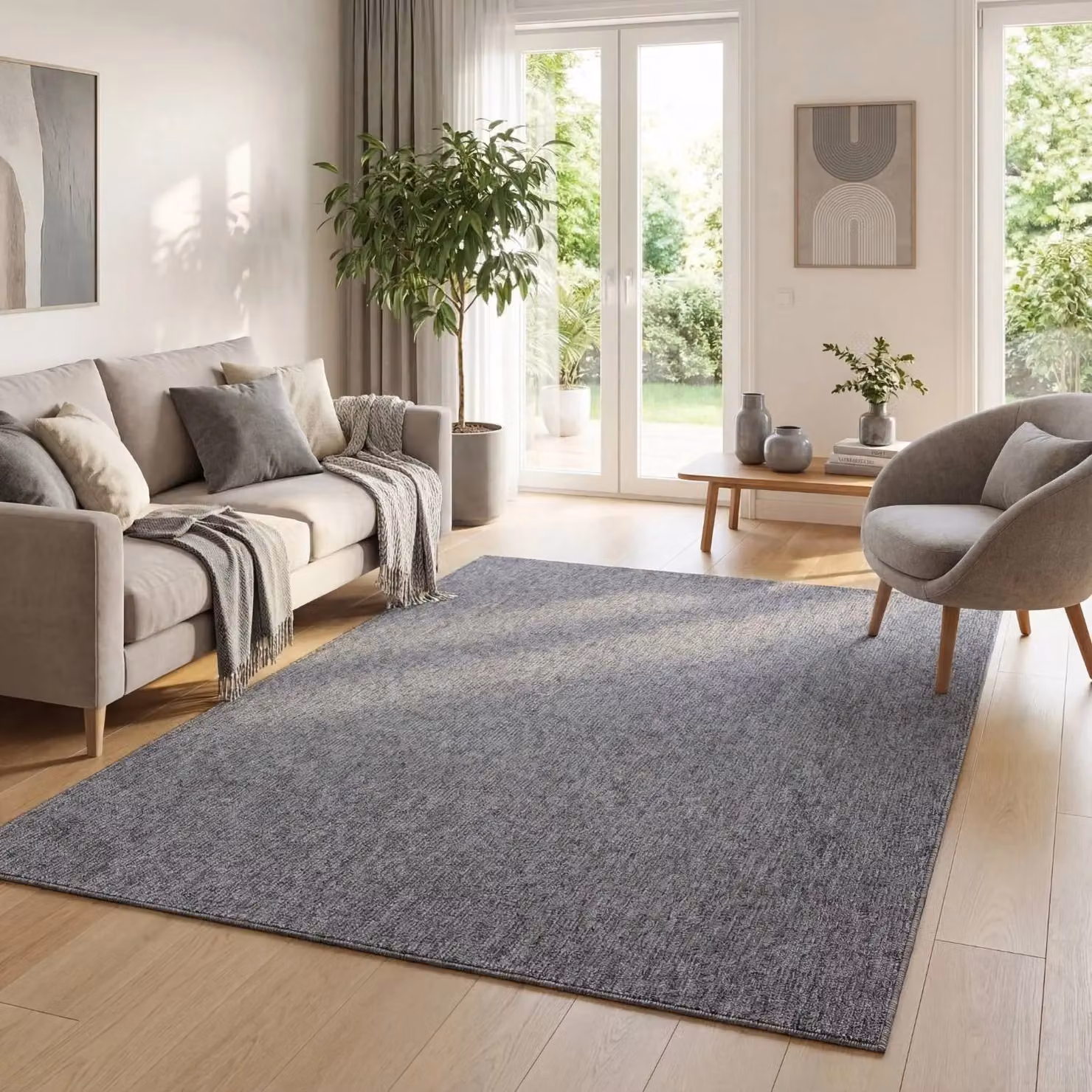 THE RUGS Flex Collection Solid Design Low Pile Extra Large Living Room Rug in Grey, W: 160 cm, L: 230 cm – 2
