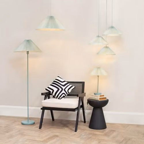 ValueLights Akira Blue 3 Way Triple Drop Pleated Ceiling Pendant Light with LED Bulbs – 2