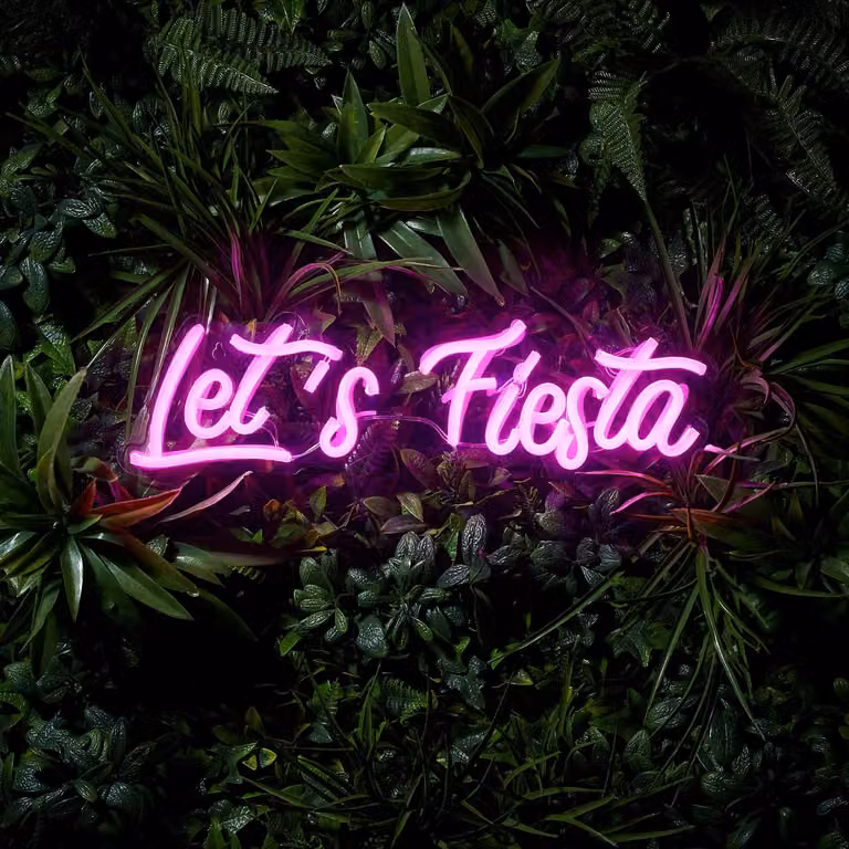 Lights4fun Let's Fiesta Neon LED Wall Light in Pink and Multicolour