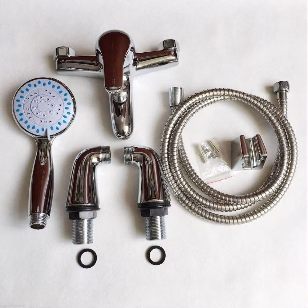 FLAVORA Chrome Twin Head Bath Shower Mixer Valve Kit in Metallic Silver W: 52 cm, H: 1000 cm – 4