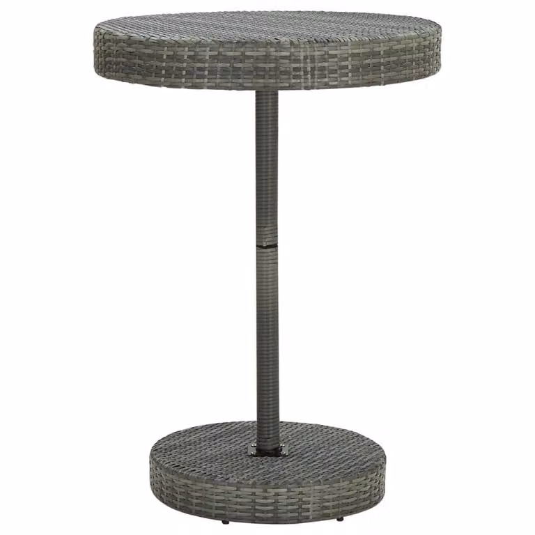 Berkfield Home Grey Poly Rattan Garden Table with Powder Coated Steel Frame, W: 106 cm, D: 75.5 cm