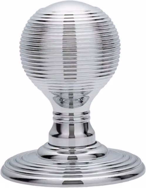 Loops Pair of Round Textured Mortice Door Knobs in Chrome Beehive Style, 50mm Diameter