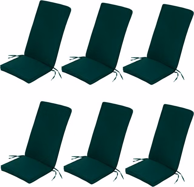 Gardenista Green High Back Outdoor Garden Dining Chair Seat Pad Set of 6