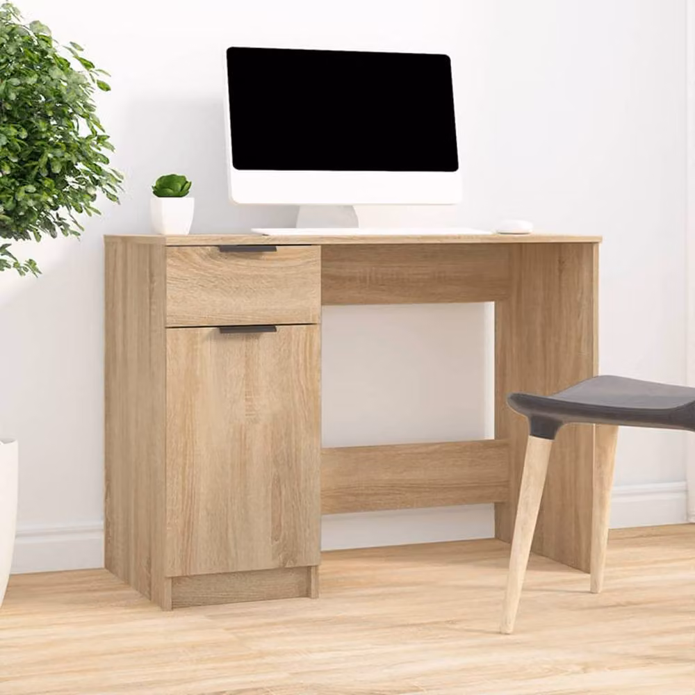 Berkfield Home Sonoma Oak Computer Desk in Beige, W/D/H: 100 x 50 x 75 cm – 2
