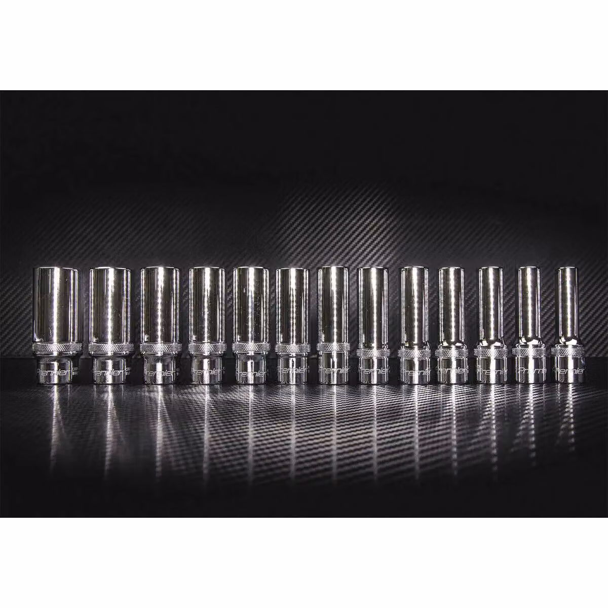 Loops 13 Piece Metric Deep Socket Set, 1/2 Inch Square Drive, 6 Point Lock-On Rounded Heads, Chrome Vanadium Steel, Silver and Multicolour – 2