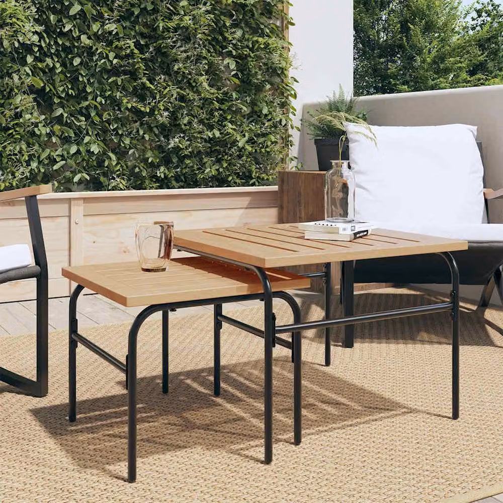 Berkfield Home Garden Nest of 2 Coffee Tables in Brown and Black Metal – 2