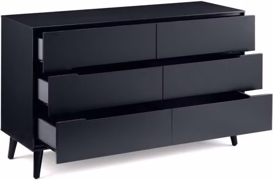 Julian Bowen Alicia 6 Drawer Wide Chest of Drawers in Anthracite or Black, W/D/H: 130 x 45 x 78 cm