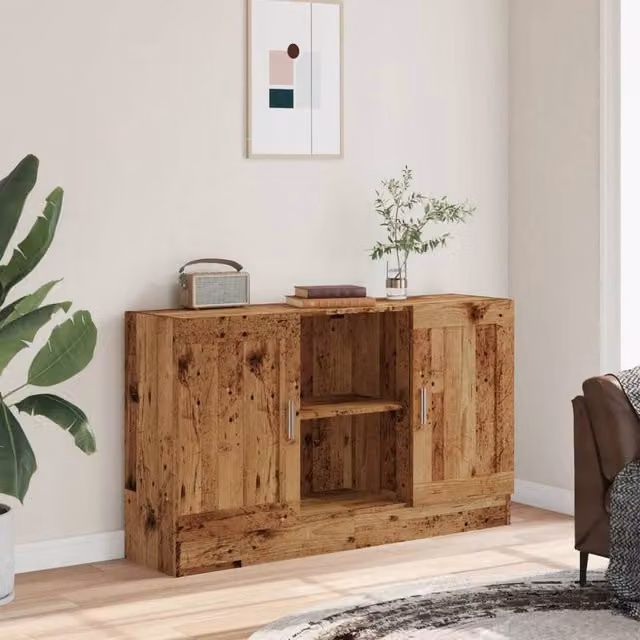 Berkfield Home Rustic Old Wood Sideboard in Brown, W/D/H: 120 x 30.5 x 70 cm