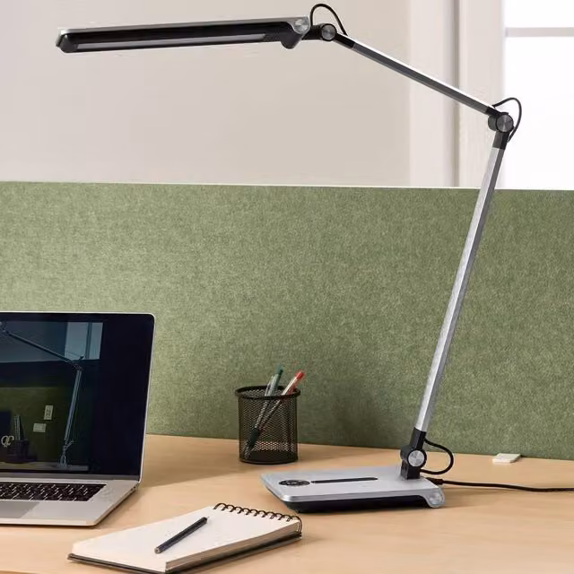 Wyld and Coco Silver Desk Lamp with Adjustable Arm, Dimmable Touch Control and 3 Colour Temperatures