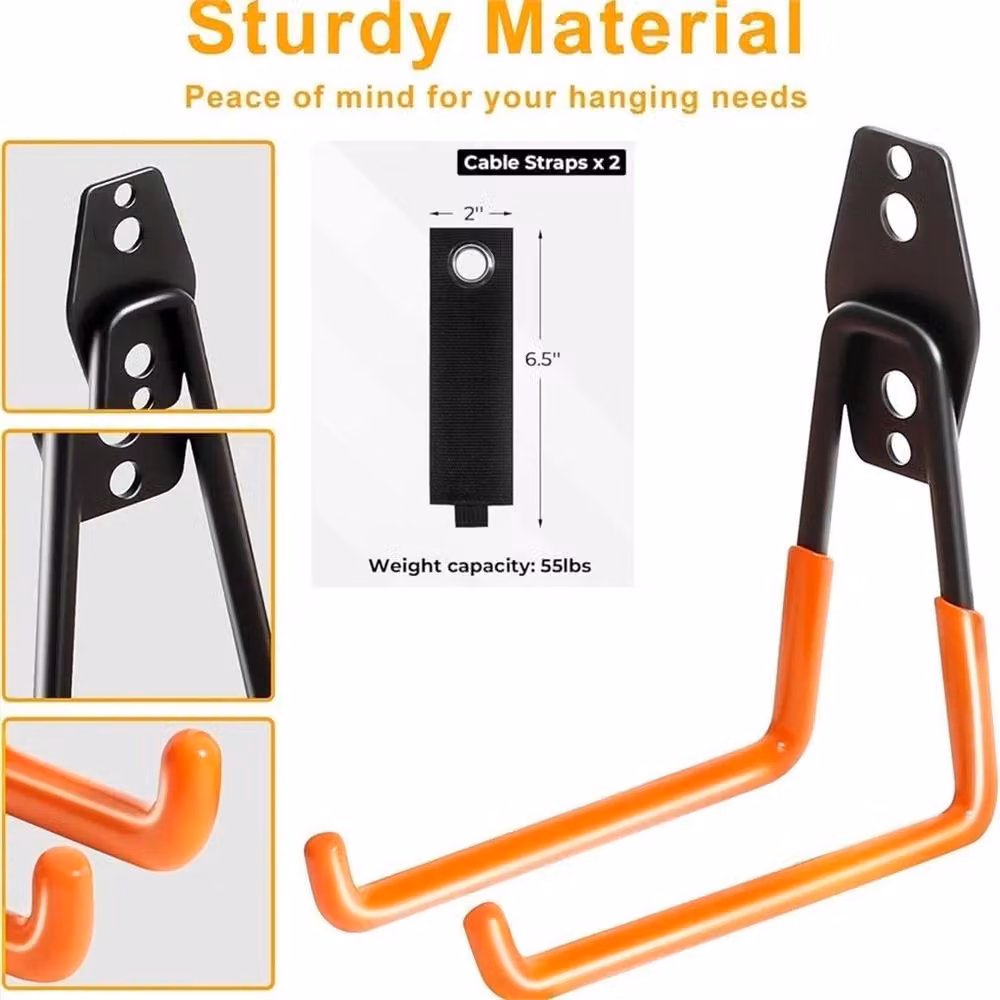 KORVIXA 14-Pack Heavy Duty Steel Garage Wall Hooks in Black – 2