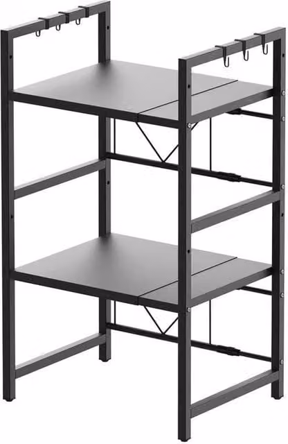 KORVIXA 3 Tier Microwave Oven Rack Stand Storage Holder in Black, Width: 100 cm – 1