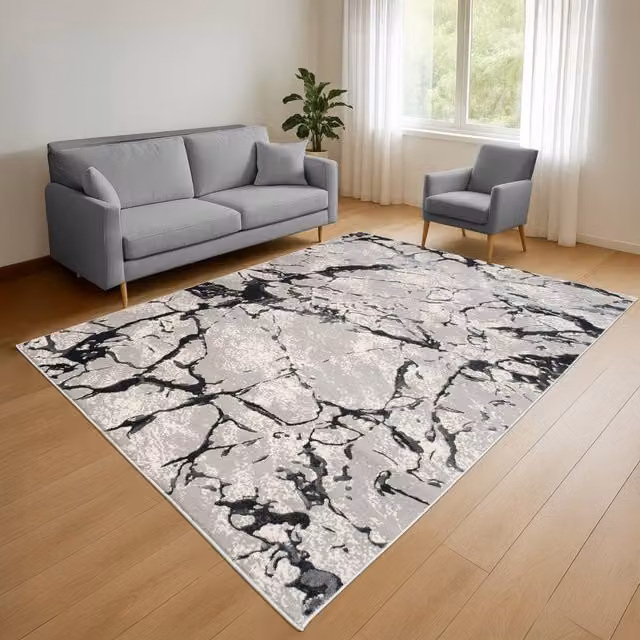 Smart Living Venice Modern Carved Abstract Rug in Grey, W: 160 cm, L: 230 cm