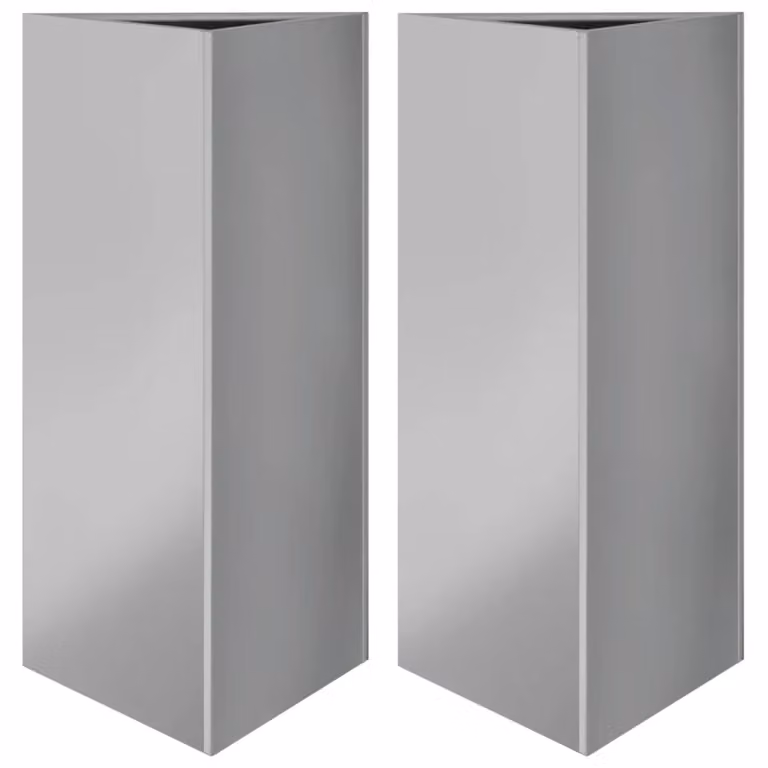 Berkfield Home Triangular Galvanised Steel Garden Planters, 2 Pack, Silver, W: 40 cm, D: 34.5 cm, H: 70 cm