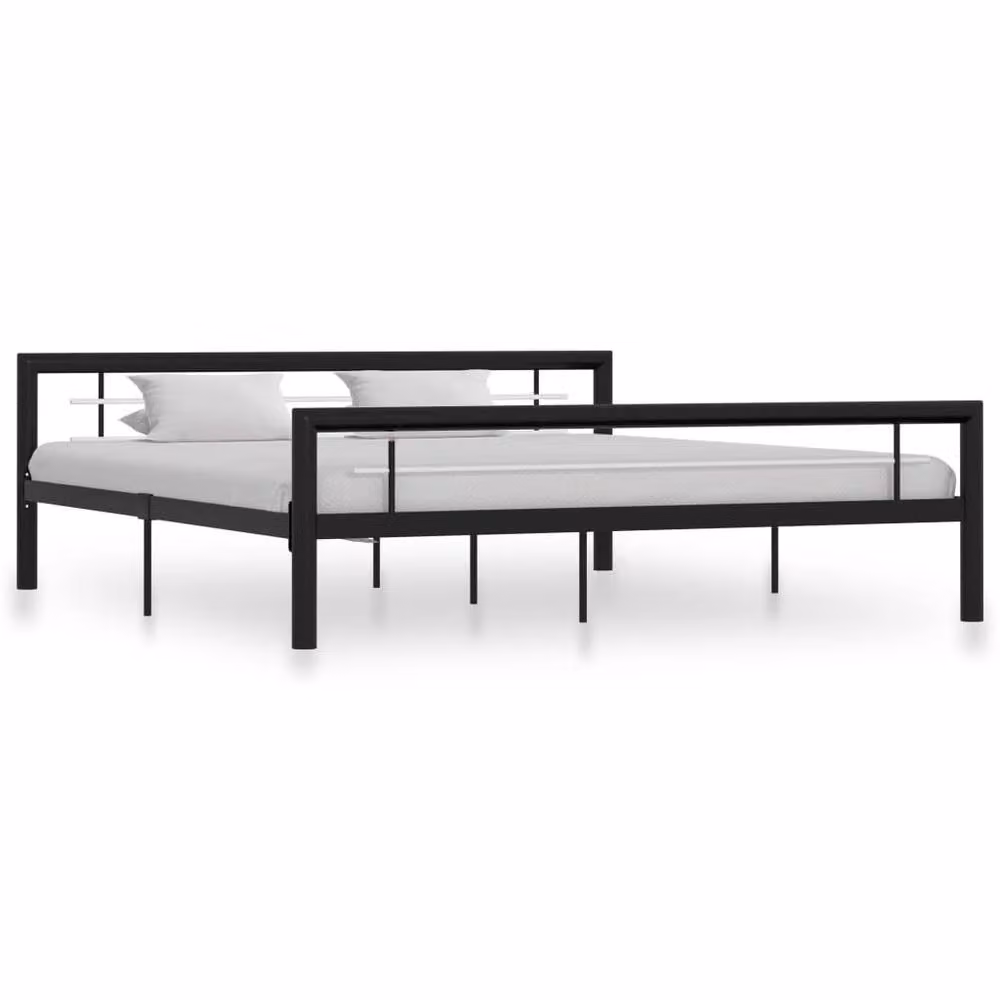 Berkfield Home Elegant Metal Bed Frame in Black and White, W/D/H: 180 x 200 x 65.5 cm – 2