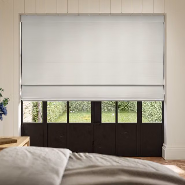 Ante Decor Lusso No Joins Made To Measure Blackout Lace Roman Blind in Black and White