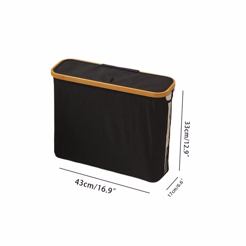 KORVIXA Black Waterproof Toilet Paper Storage Basket with Lid and Freestanding Design – 2