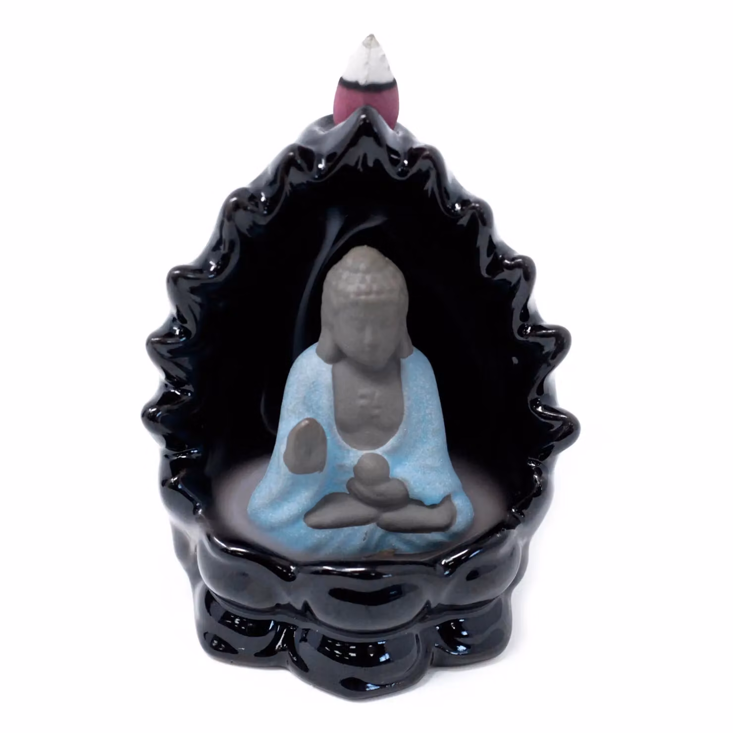 KDMD Black Ceramic Buddha and Lights Back Flow Incense Burner – 2