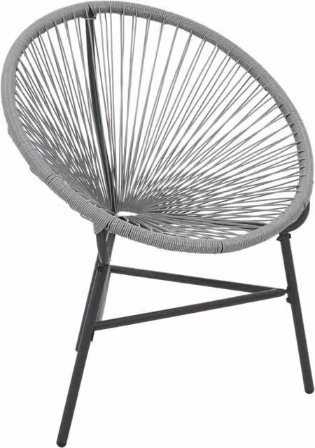 Berkfield Home Garden Moon Chair in Grey Poly Rattan and Steel – 1