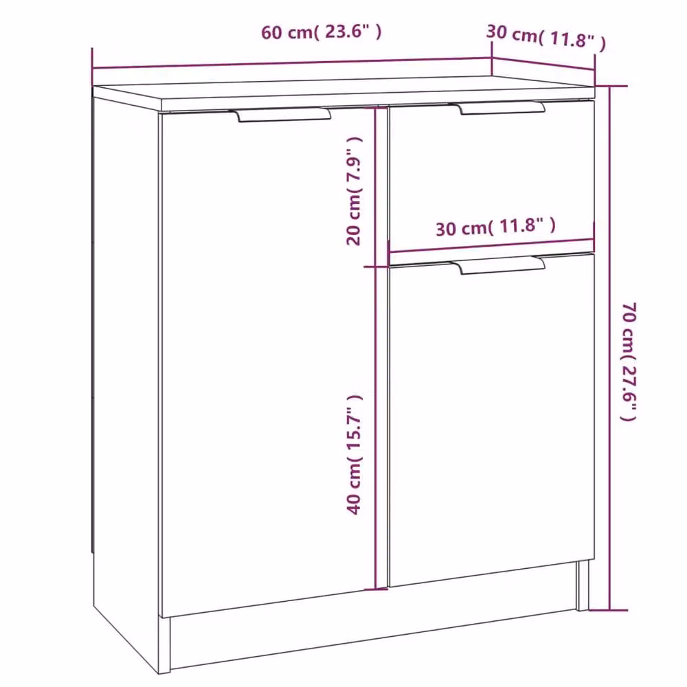 Berkfield Home Set of 2 Grey Sonoma Sideboards in Engineered Wood, W/D/H: 60 x 30 x 70 cm – 4