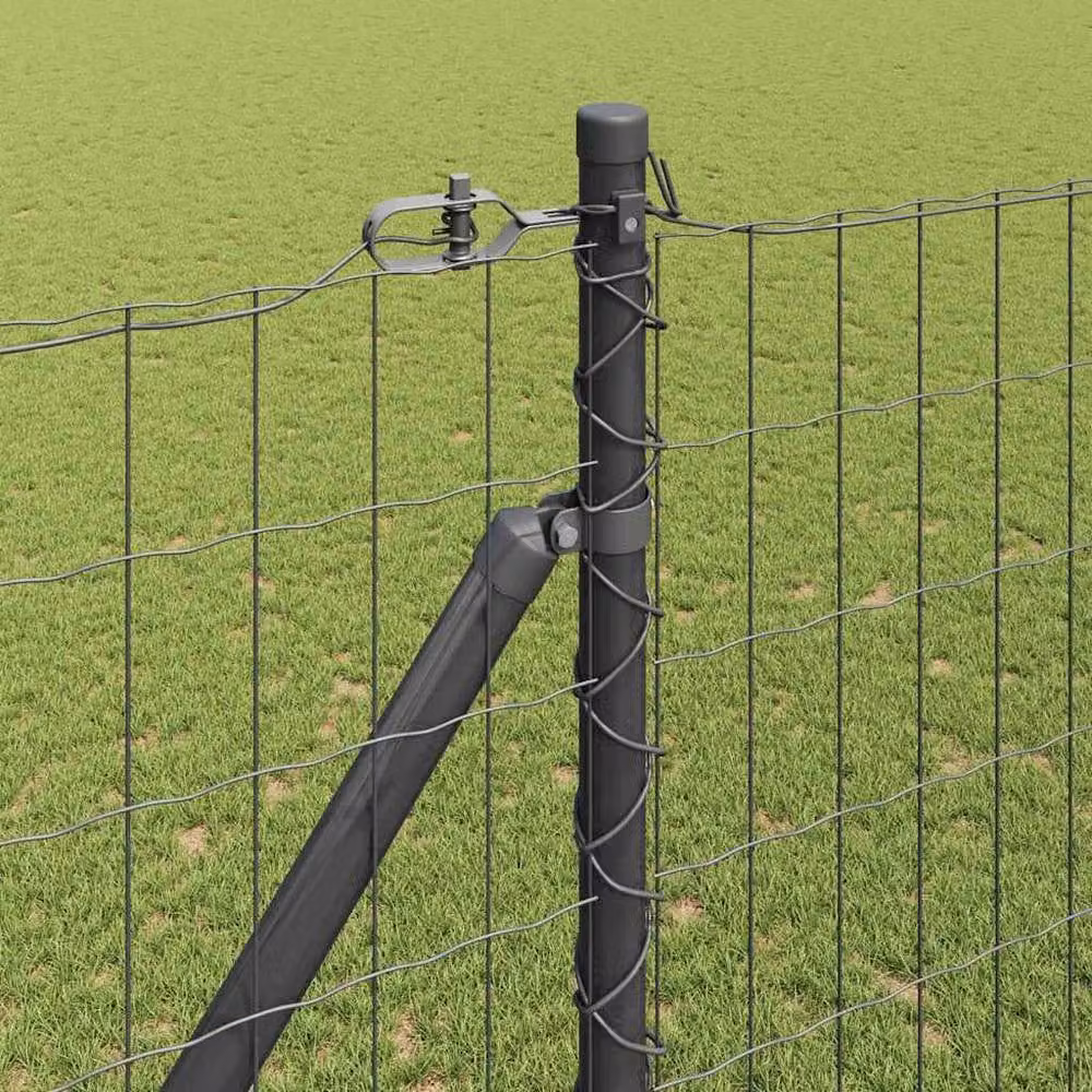 Berkfield Home Euro Fence Grey Galvanised Steel with 7 Spike Posts, W: 10 m, H: 1.6 m – 3