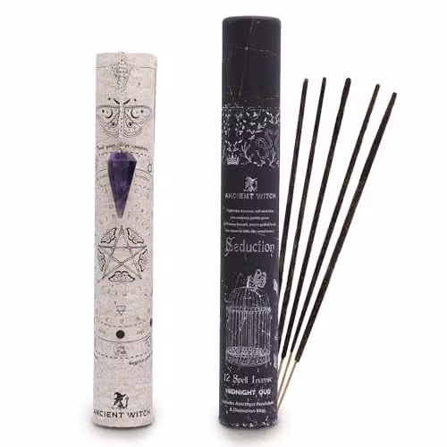 Serenityy Ancient Witch Seduction Incense Sticks with Amethyst Pendulum, 4-Pack, Purple, 27 cm – 1