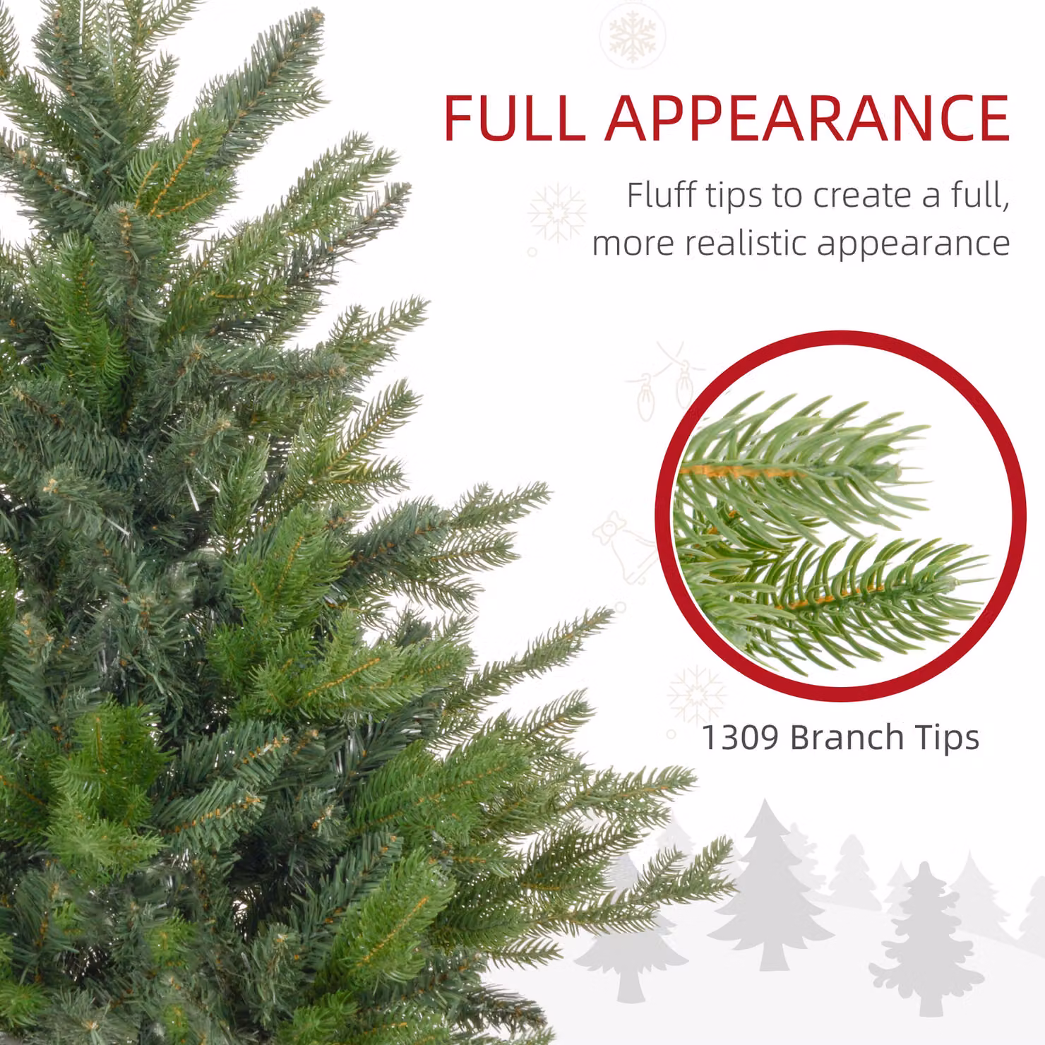 HOMCOM 5ft Artificial Green Christmas Tree with 1309 Tips and Metal Base – 4