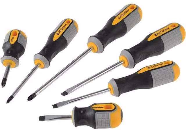 Roughneck 6 Piece Manual Steel Screwdriver Set, Sl/Pz, Grey