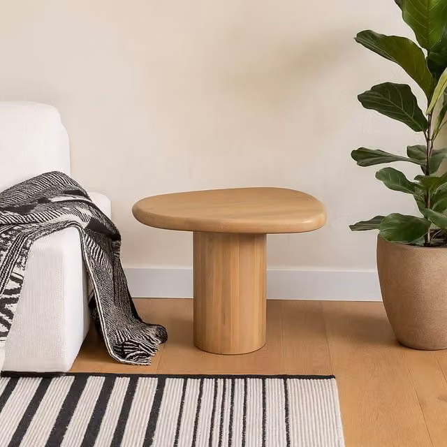 Wyld Haus Buffalo Abstract Mango Wood Side Table in Brown, H: 55.0 cm, W: 48.0 cm, D: 55.0 cm