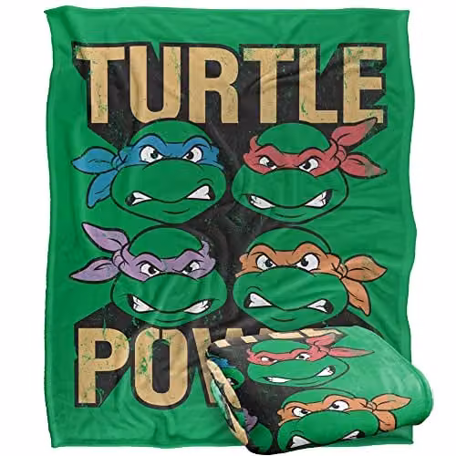 LOGOVISION Teenage Mutant Ninja Turtles TMNT Turtle Power Silky Touch Super Soft Fleece Throw Blanket in White, W/D/H: 152 x 127 cm – 1