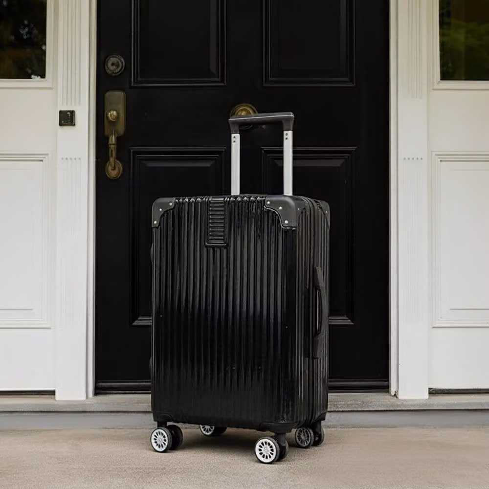 OHS Metallic Effect Hard Shell ABS Suitcase Set of 3 in Black – 1