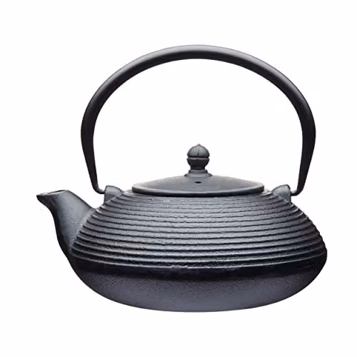 La Cafetiere Cast Iron Japanese Teapot with Infuser Basket, Black