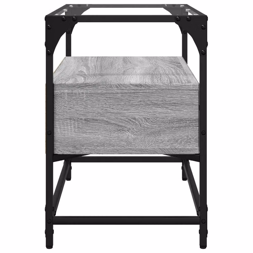 Berkfield Home Grey Sonoma TV Cabinet with Glass Top and MDF, W/D/H: 60 x 35 x 51 cm – 4