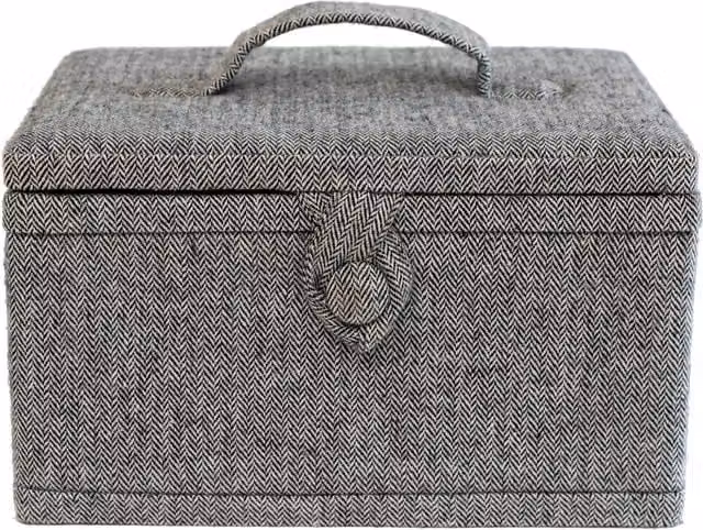 Korbond Herringbone Regular Sewing Basket with Handles in Grey