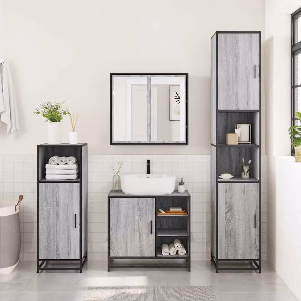 Berkfield Home Grey Sonoma Bathroom Sink Cabinet, W: 65 cm, D: 33 cm, H: 60 cm – 3
