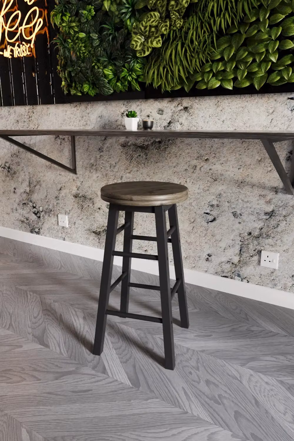 Home Discount Chef Vida Black Wooden Revolving Bar Stool – 5