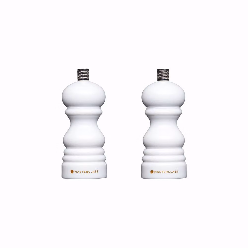 MasterClass Set of 2 White Ceramic Salt and Pepper Mills, Height: 12 cm – 2