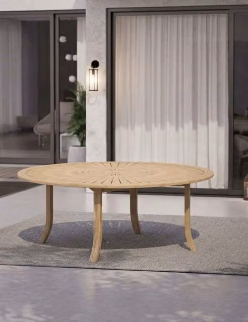 Royalcraft Maris Round 6 Seater Acacia Wood Garden Dining Table in Natural Brown