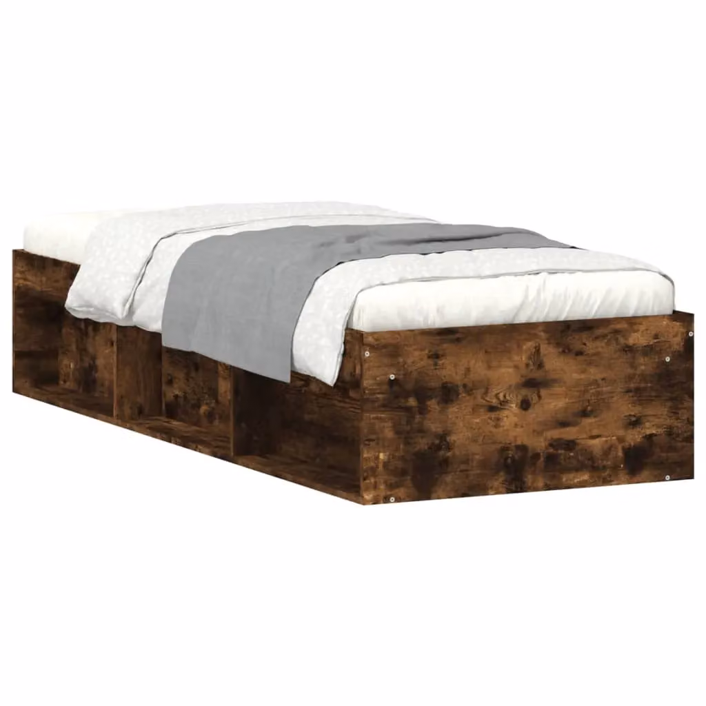 Berkfield Home Smoked Oak Small Single Bed Frame in Brown, W: 75 cm, L: 190 cm – 2
