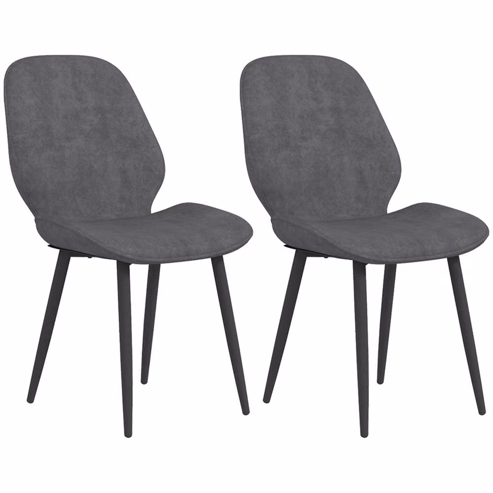 STILVORA Set of 2 Modern Grey Dining Chairs with Metal Legs – 4